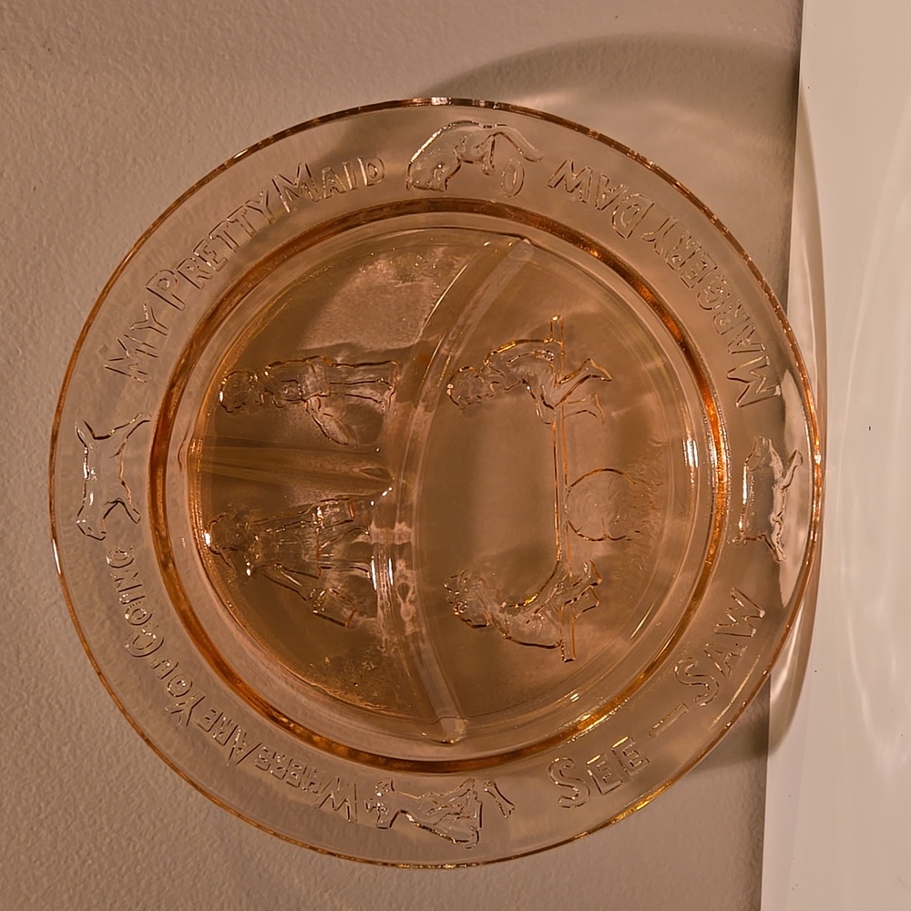 Vintage Pink Divided Child's Depression Glass Plate